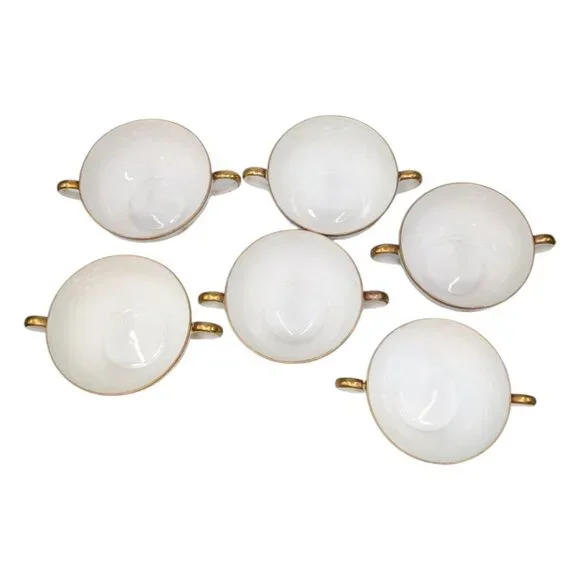 Antique Noritake M Bouillon Cup LOT OF 6 Roses Gold Encrusted N224 Double Handle